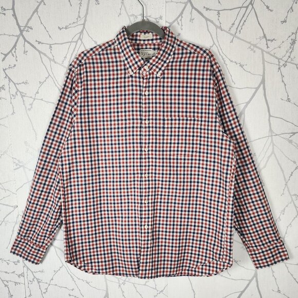 J. Crew Red Navy Gingham Checks 100% Cotton Button Front Shirt - Picture 1 of 5